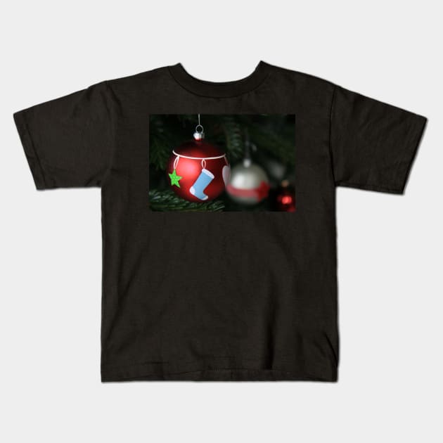 Christmas bauble with boots and star, red Kids T-Shirt by jomaot